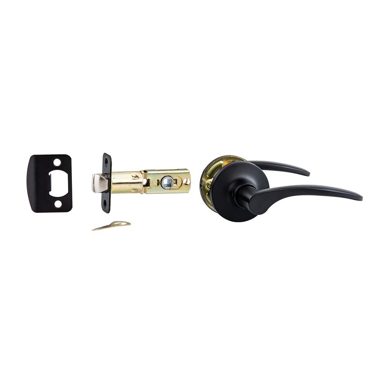 AmazonBasics Passage Door Lever, Curve, Matte Black
