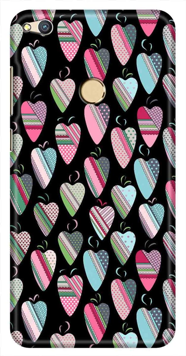 Amazon Brand - Solimo Designer Heart Art Vectors Black Pattern Design 3D Printed Hard Back Case Mobile Cover for Huawei Honor 8 Lite