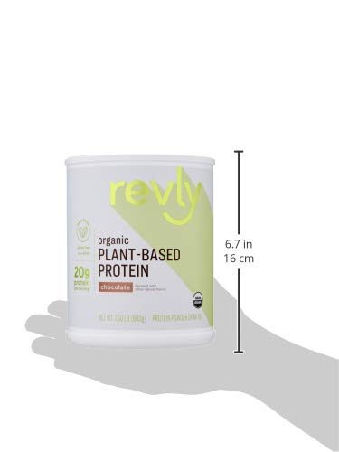 Amazon Brand - Revly Organic Plant-based Protein Powder, Chocolate, 1.5 Pound (19 Servings)