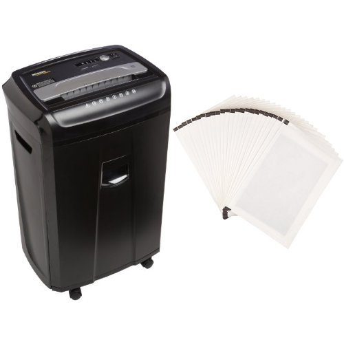 AmazonBasics 24-Sheet Cross-Cut Paper Shredder with Pullout Basket and Shredder Sharpening & Lubricant Sheets (Pack of 24) Bundle