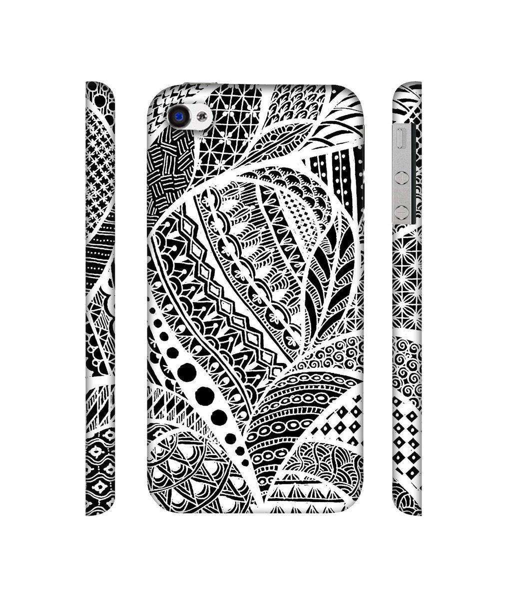 Amazon Brand - Solimo Designer Random White Pattern 3D Printed Hard Back Case Mobile Cover for Apple iPhone 4 / 4S