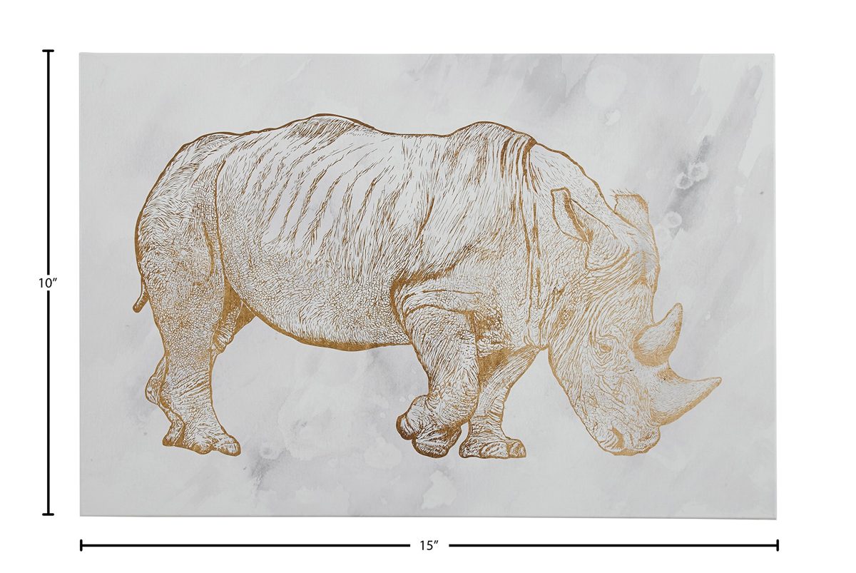 Amazon Brand – Rivet Canvas Print of Gold Rhinoceros, 15" x 10"