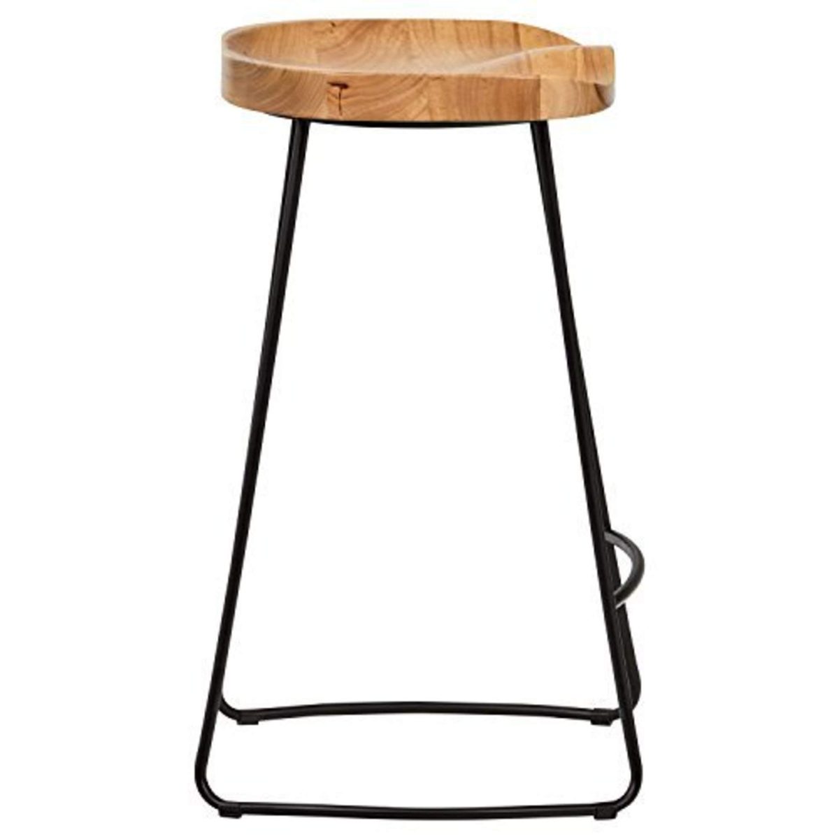 Amazon Brand – Rivet Modern Industrial Wood and Metal Kitchen Counter Bar Stool, 25.6"H, Oak, Black