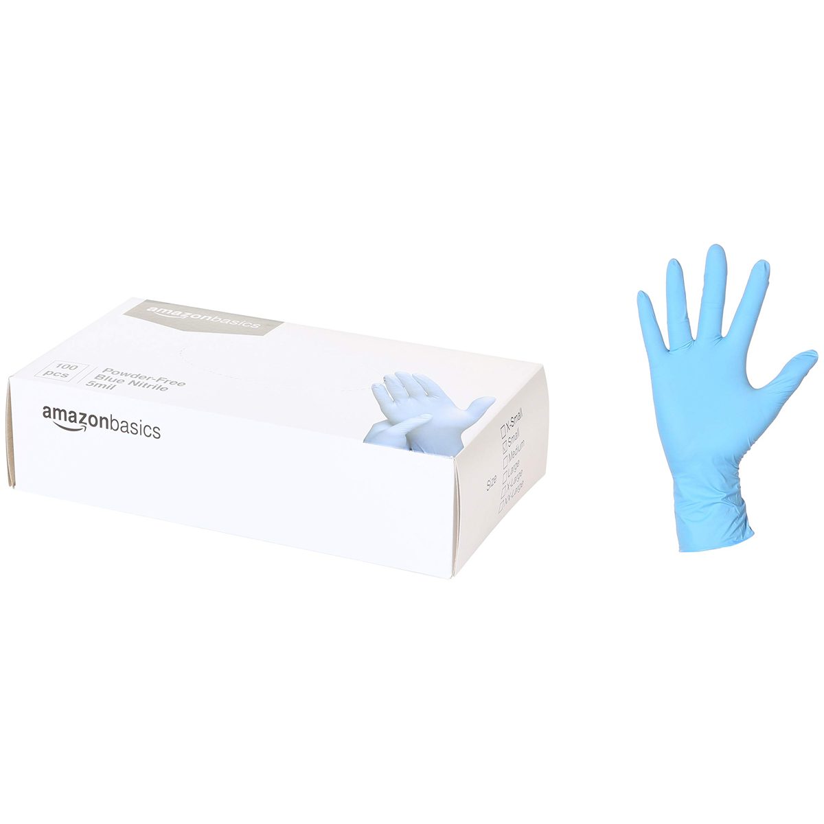 AmazonBasics Powder Free Disposable Nitrile Gloves, 5 mil, Blue, Size S, 100 per Pack, 10-Pack
