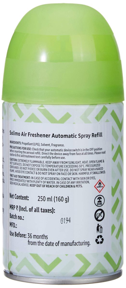 Amazon Brand - Solimo Automatic Air Freshener Refill - 250 ml (Morning Jasmine)