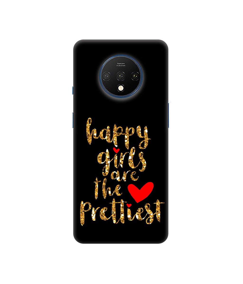 Amazon Brand - Solimo Designer Happy Girls are The Prettiest 3D Printed Hard Back Case Mobile Cover for OnePlus 7T
