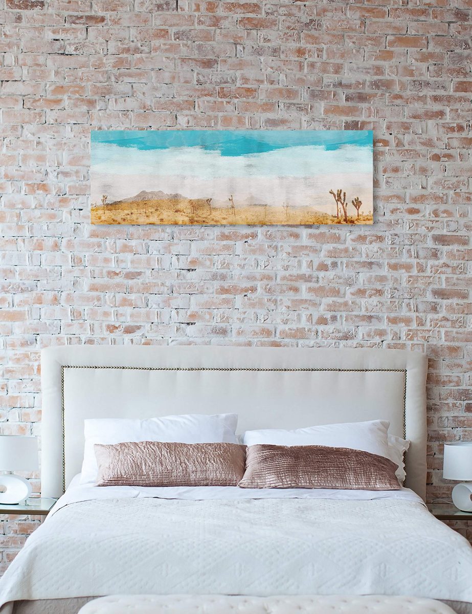 Amazon Brand – Stone & Beam Contemporary Turquoise and Tan Desert Scene on Canvas Wall Art, 60" x 20"