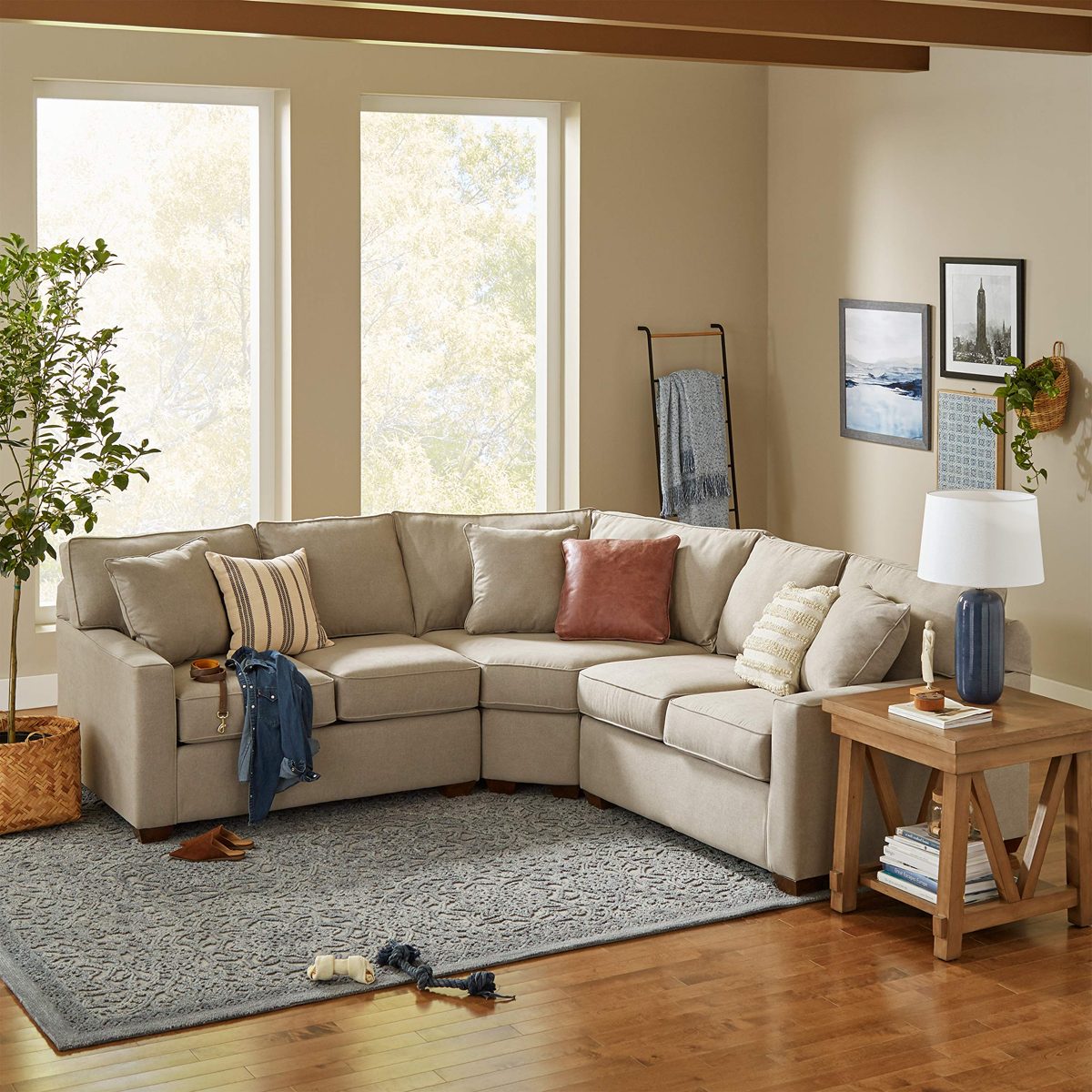 Amazon Brand – Stone & Beam Bagley Sectional Component, Wedge, Fabric, 67"W, Dove