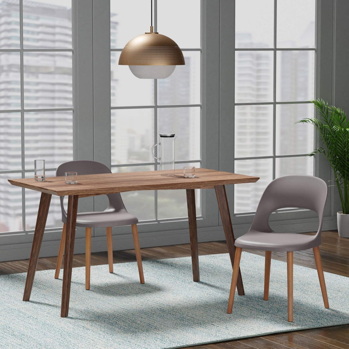 Amazon Brand - Rivet Henrik Modern Open-Back Plastic Dining Chair, 18.5"W, Mild Gray