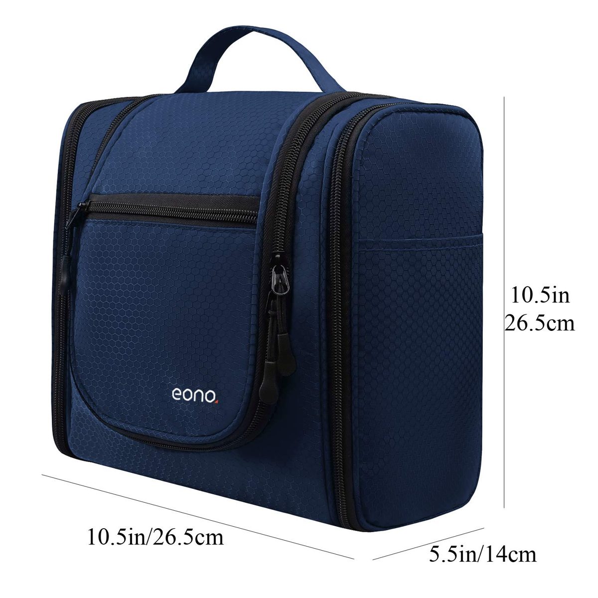 Eono Essentials Large Cosmetics Bag for Men &amp; Women - for Make-Up, Cosmetics, Shaving &amp; Travel Accessories, Personal Items - Hanging Toiletry Set, Make-Up Organiser Blue