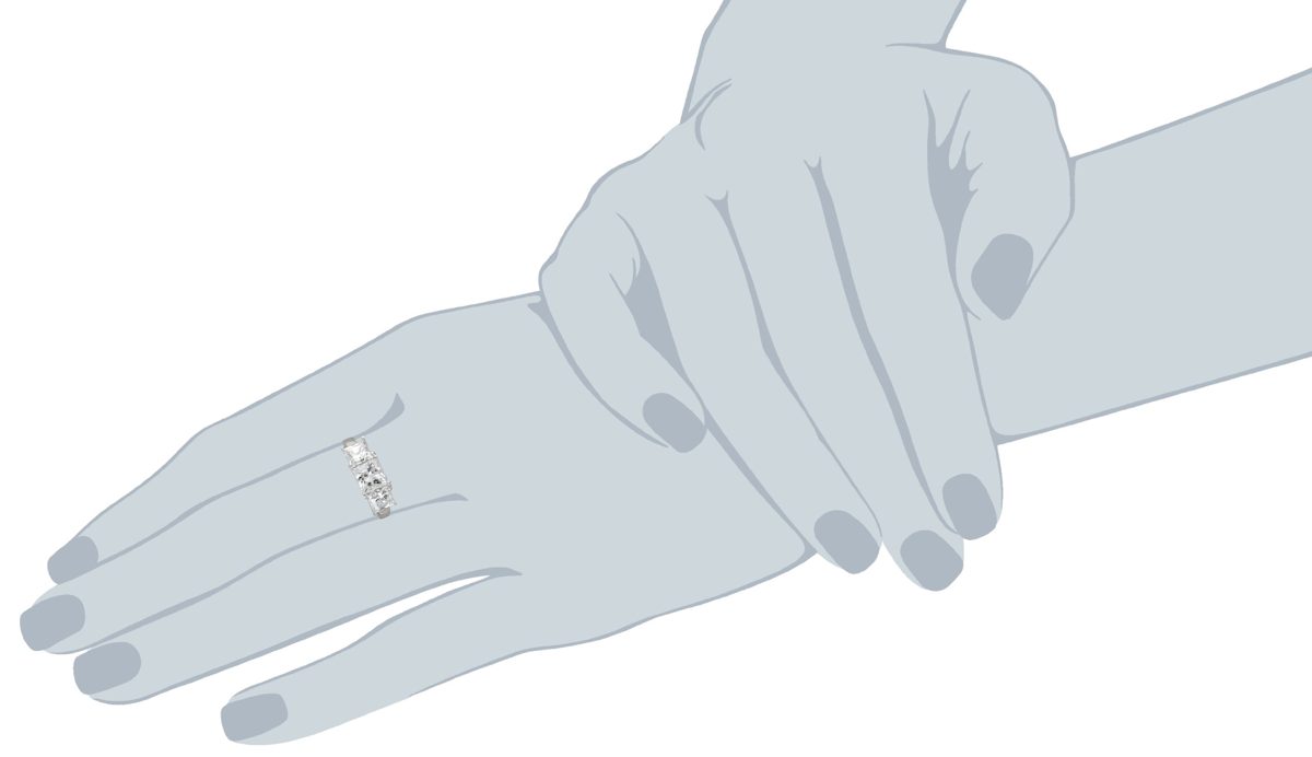 Platinum-Plated Sterling Silver Princess-Cut 3-Stone Ring made with Swarovski Zirconia (4 cttw), Size 8