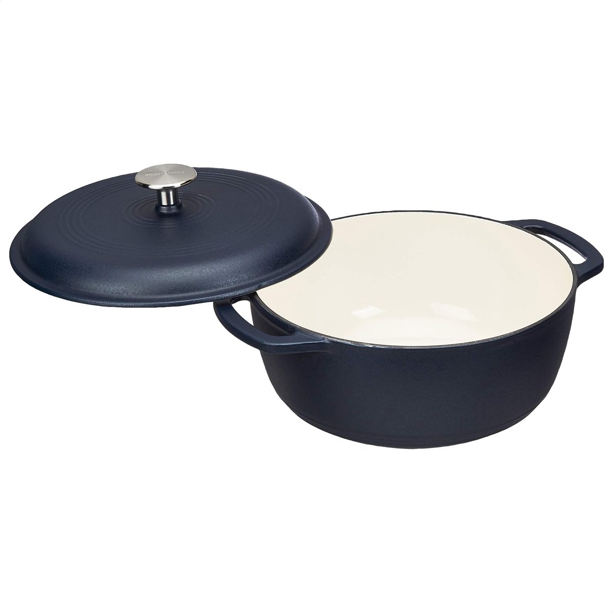 AmazonBasics Enameled Cast Iron Dutch Oven - 4.3-Quart, Matte Navy
