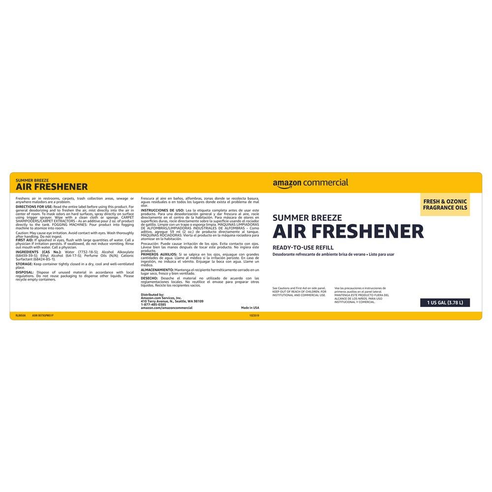 AmazonCommercial Air Freshener Summer Breeze, 32-Ounces, 6-Pack