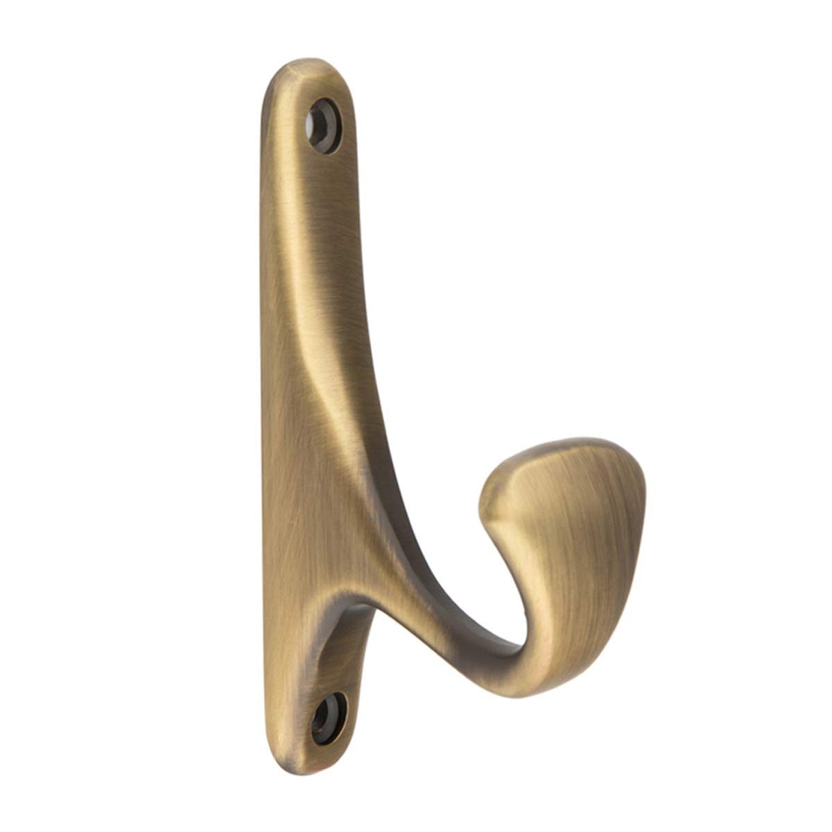 AmazonBasics Curved Single Prong Coat Hook, Antique Brass, 5-Pack