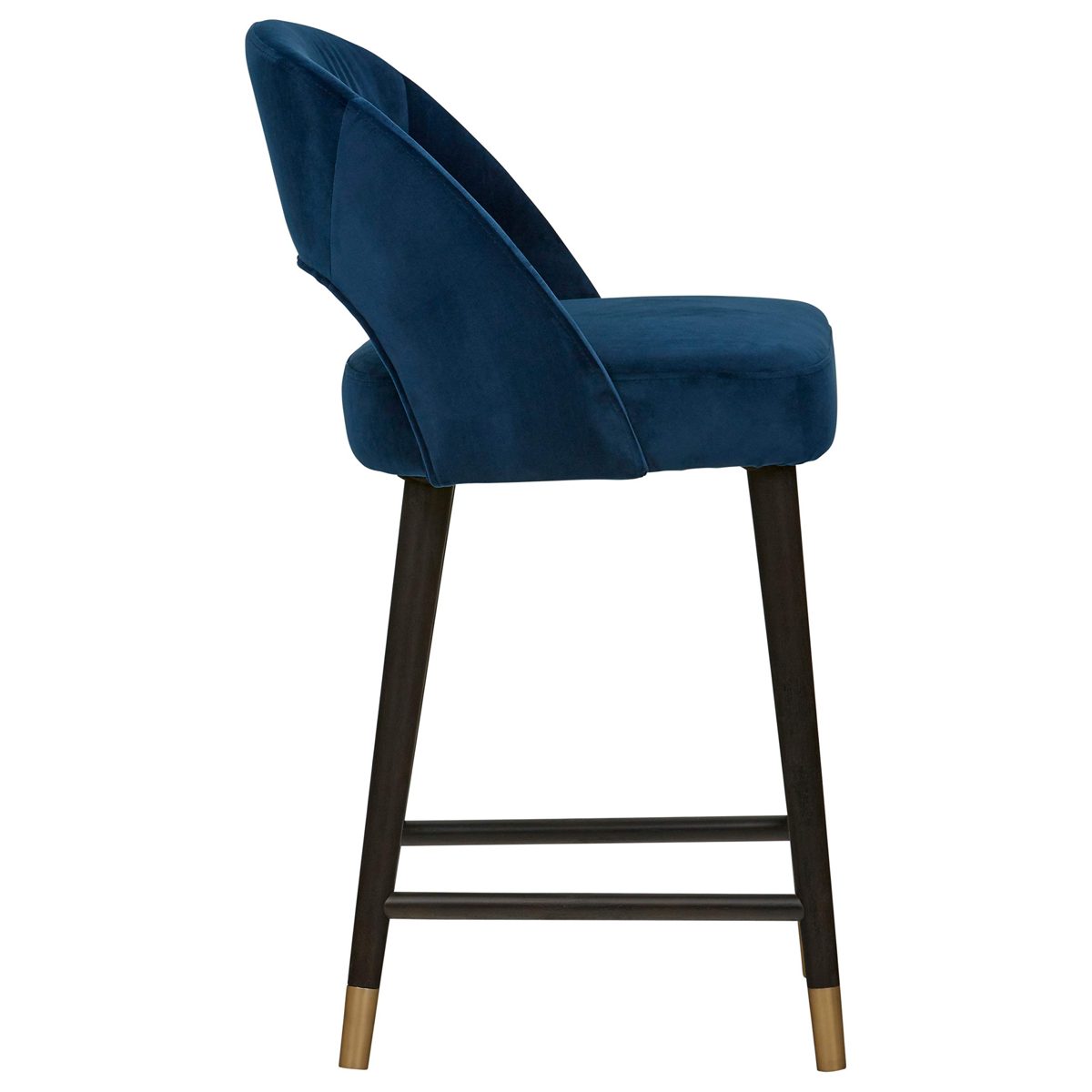 Amazon Brand – Rivet Whit Contemporary Upholstered Counter Height Stool with Gold Accents, 37"H, Navy Velvet