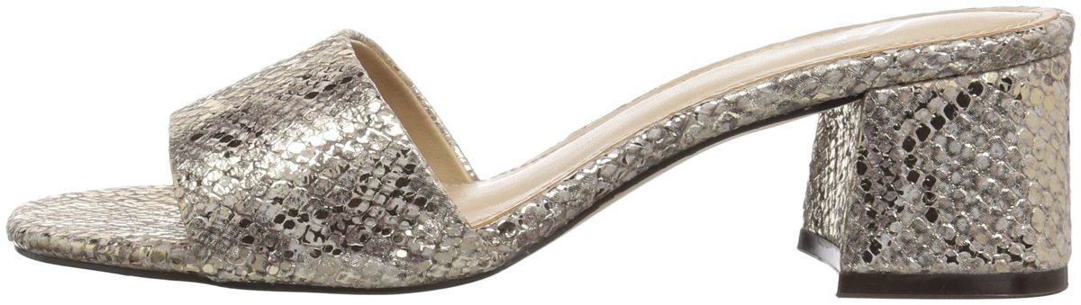 The Fix Amazon Brand Women's Lilly Block Heel Mule, Gold/Metallic Snake Embossed Leather, 8 B US