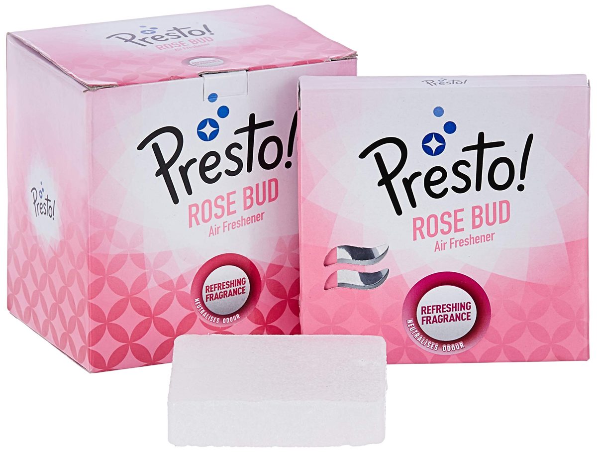 Amazon Brand - Presto! Bathroom Air Freshener - Rose Bud (75 gm, Pack of 4)