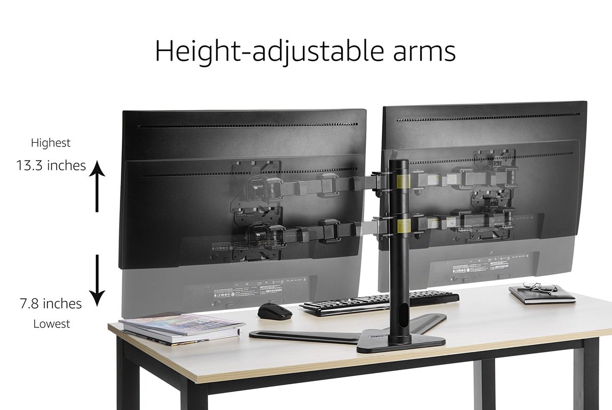 AmazonBasics Dual LCD Monitor Stand - Free Standing Mount, Steel