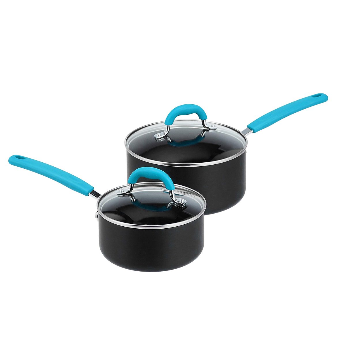 AmazonBasics Hard Anodized Non-Stick 12-Piece Cookware Set, Turquoise - Pots, Pans and Utensils