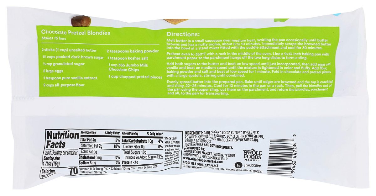 365 Everyday Value, Milk Chocolate Jumbo Baking Chips, 10 oz