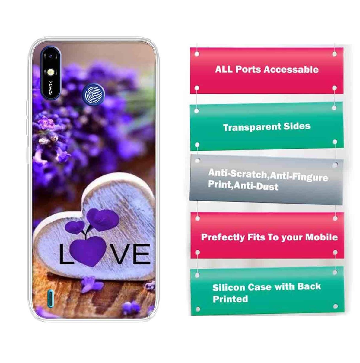 Amazon Brand - Solimo Designer Multicolor Floral Bluebell Love Printed Soft Back Case Mobile Cover for Tecno Spark Go Plus