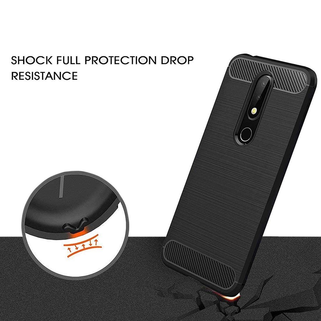 Amazon Brand - Solimo Protective Mobile Cover (Soft and Flexible Back Case) for Nokia 6.1 Plus (Blac