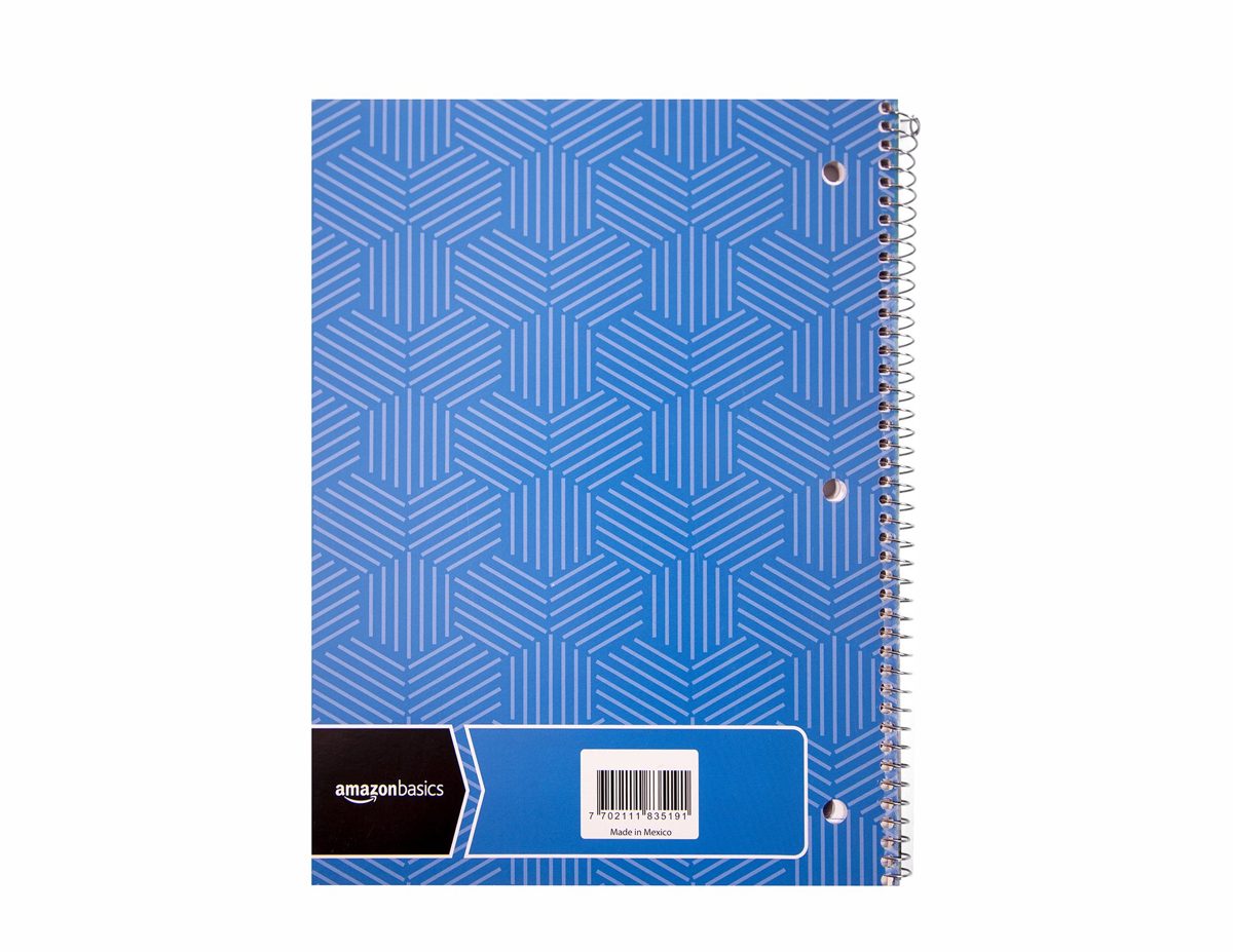 AmazonBasics College Ruled Wirebound Spiral Notebook, 100 Sheet, Assorted Sunburst Pattern Colors, 25-Pack