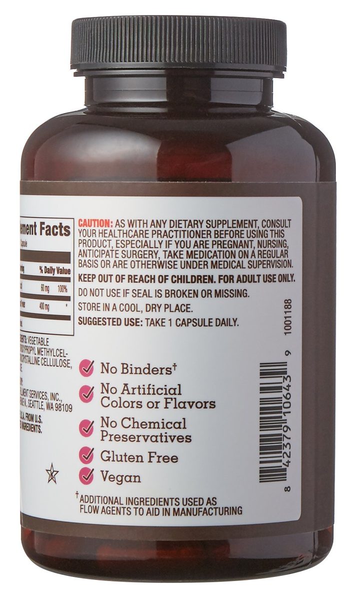 Amazon Elements Vitamin C 60mg with Echinacea 400mg, Vegan, 130 Capsules, 4 month supply