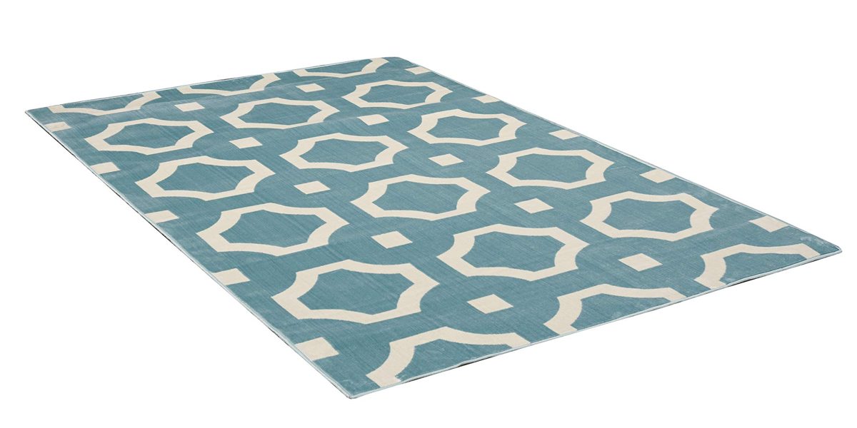 Ravenna Home Forsyth Rug, 5'W x 7'6"L, Geometric Medallion Design, Blue