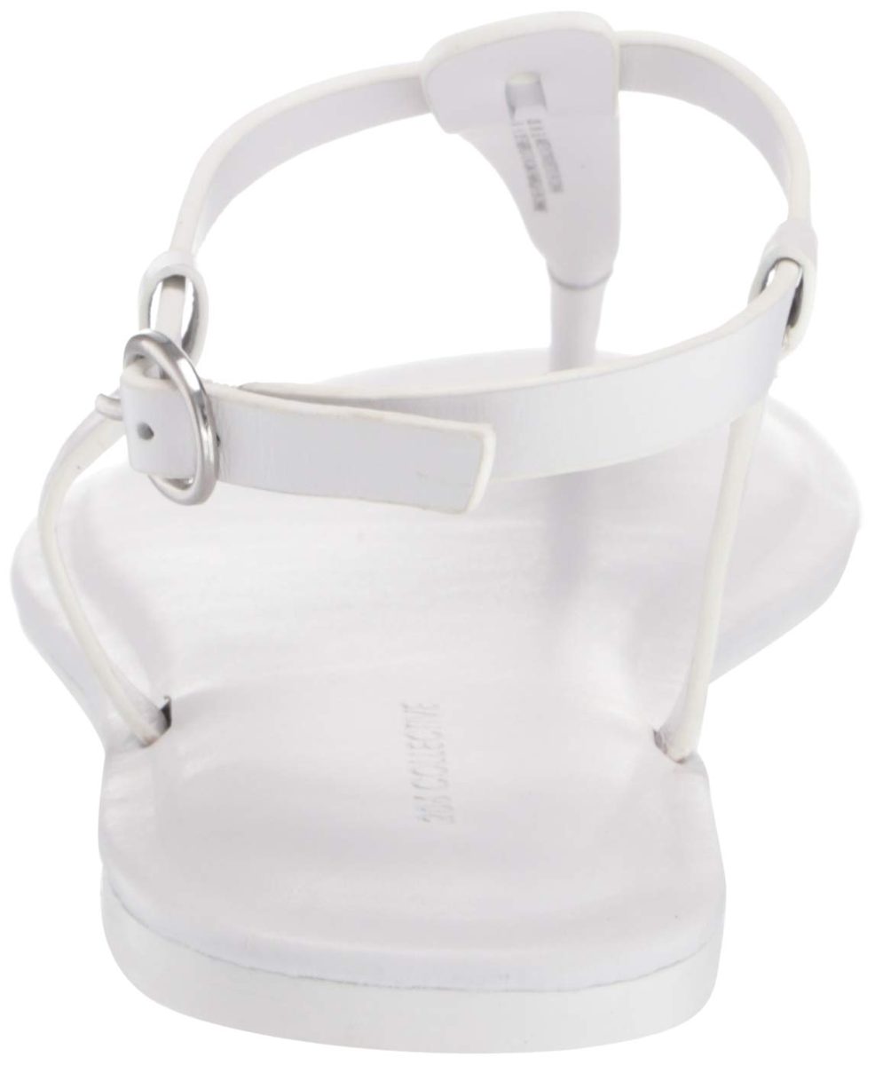 Amazon Brand - 206 Collective Women's Sakon Leather Flat Sandal, White, 9 B US