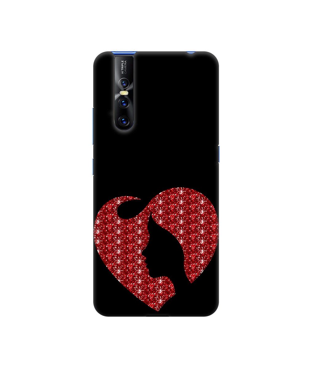 Amazon Brand - Solimo Designer Heart Shape Lady with Glitter 3D Printed Hard Back Case Mobile Cover for Vivo V15 pro