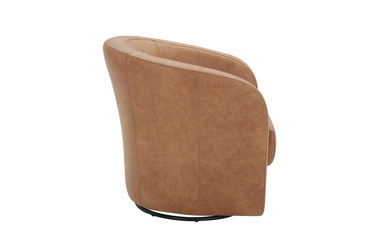 Amazon Brand – Rivet Rione Modern Leather Swivel Chair with Rounded Back, 30.3"W, Marseille Cognac
