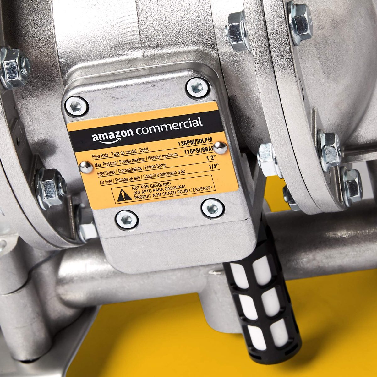 AmazonCommercial Heavy Duty Double Diaphragm Transfer Pump 1/2" Nitrile/NBR/Buna-N - 13GPM / 50LPM Aluminum Air Operated Pneumatic for Diesel, Grease, Kerosene & Oil