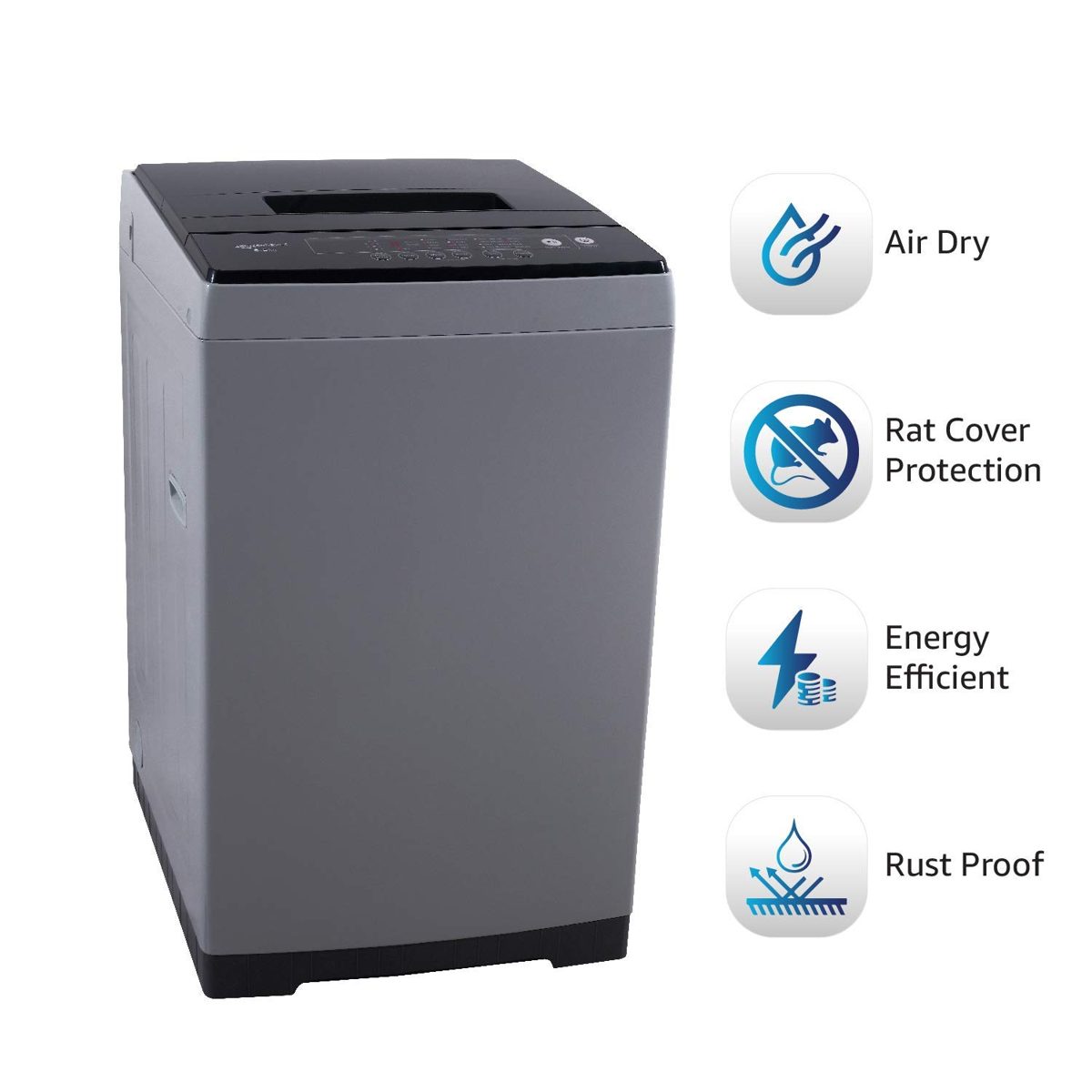 (Renewed) AmazonBasics 6.5 kg Fully-Automatic Top Load Washing Machine (Grey/Black, Full Metal body, LED Display)