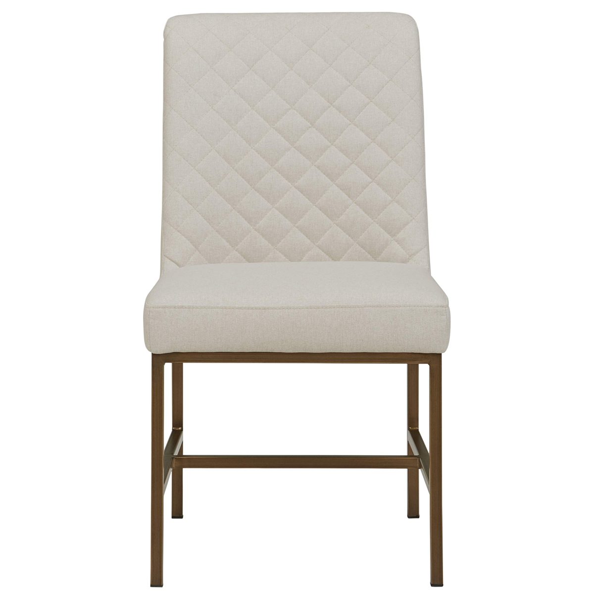 Amazon Brand – Rivet Vermont Modern Diamond-Stitched Upholstered Dining Chair, 20"W, Set of 2, Chalk White and Brass