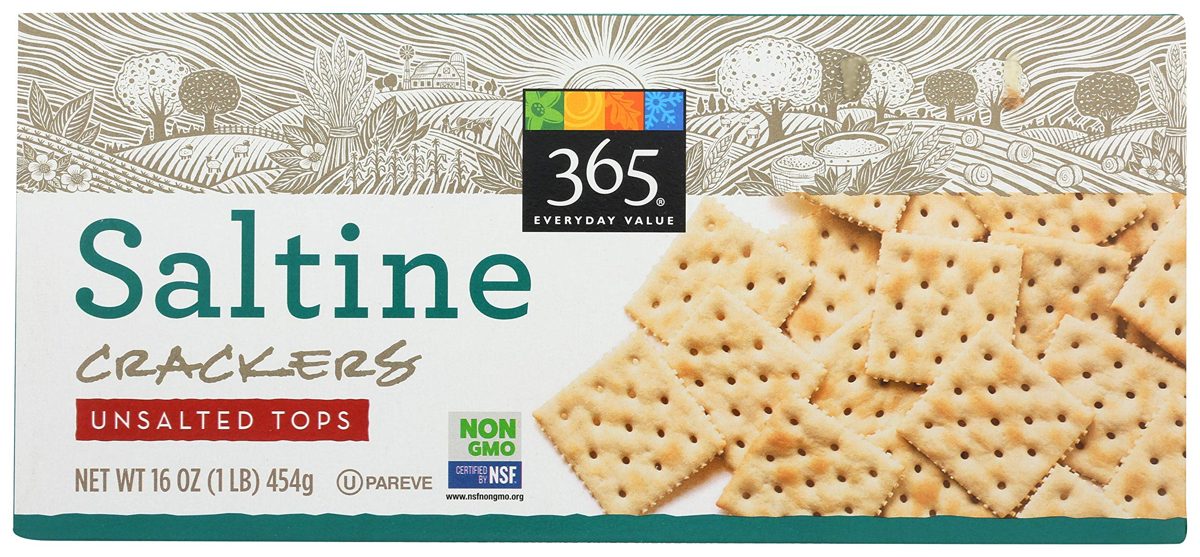 365 Everyday Value, Saltine Crackers, Unsalted Tops, 16 oz
