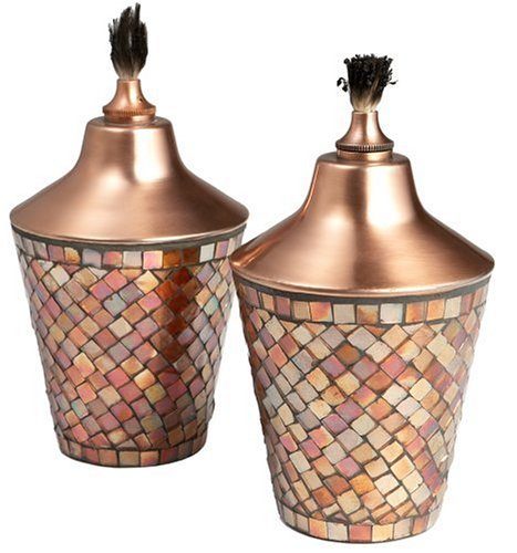 Strathwood Mosaic Glass Oil Lamp, Set of 2