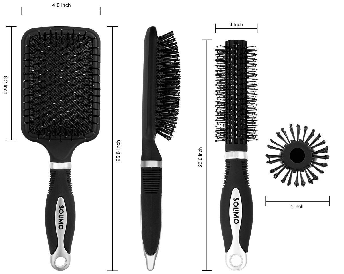 Amazon Brand - Solimo Round and Paddle Hair Brush Combo