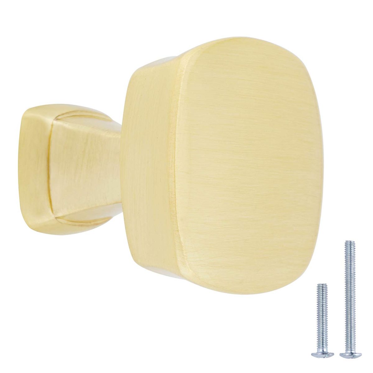 AmazonBasics Rounded Square Cabinet Knob, 1.26" Diameter, Brushed Brass, 25-Pack