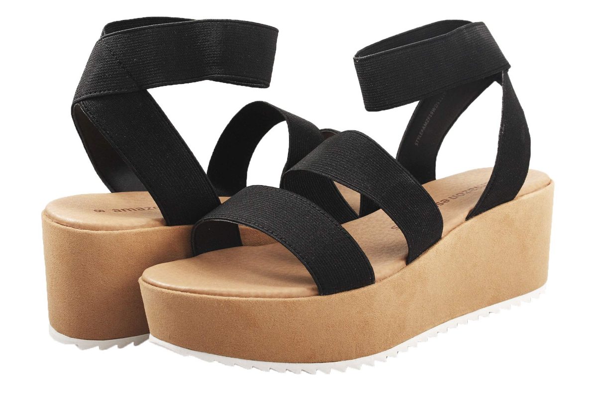 Amazon Essentials Women's Heeled Sandal, Black, 11 M US