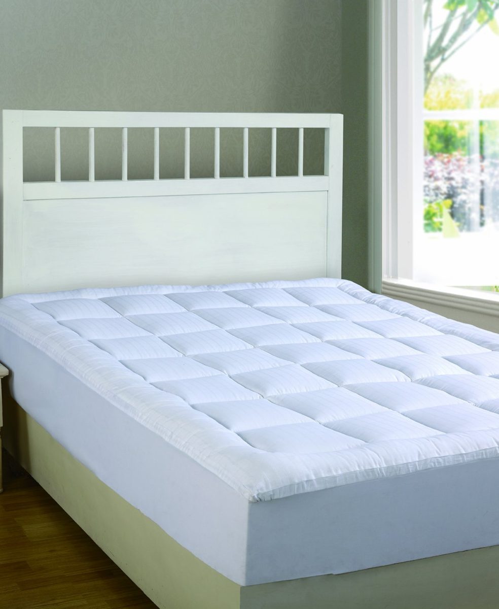 Pike Street 300-Thread Count Windowpane Cotton Overfilled Pillowtop California King Mattress Pad