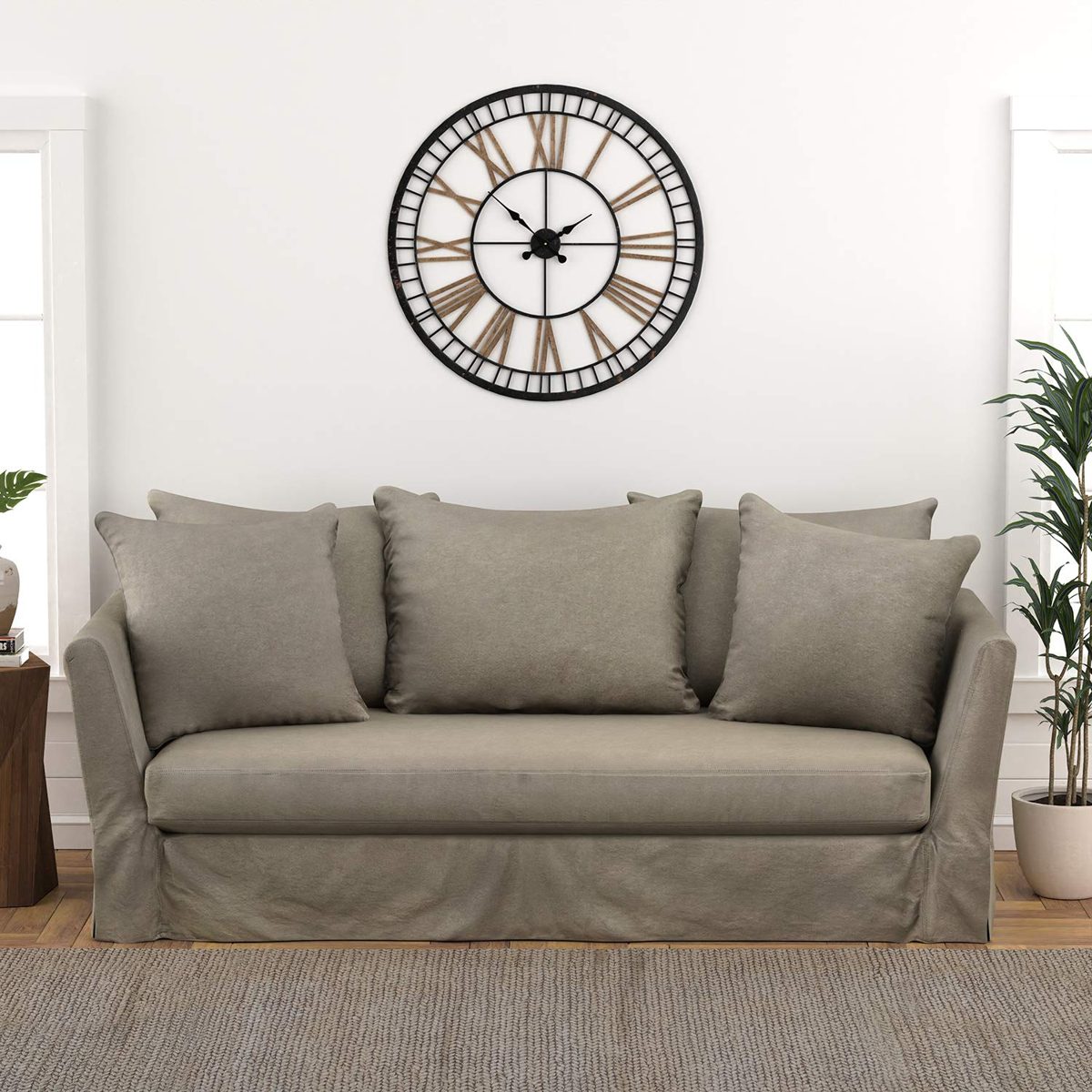 Amazon Brand – Stone & Beam Bartow Living Room Loveseat Sofa with Slipcover, 86"W, Grey