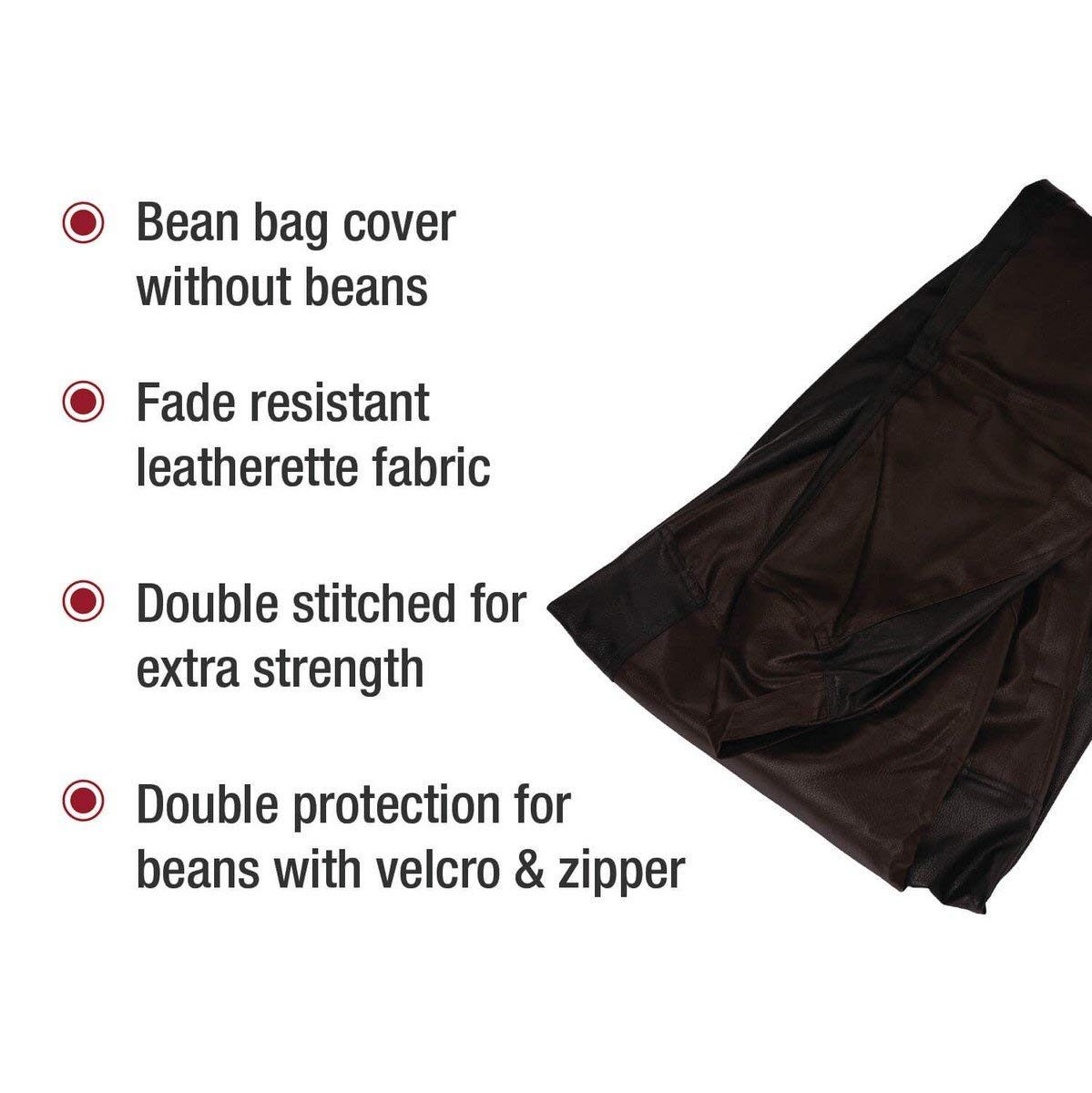 Amazon Brand - Solimo XXL Bean Bag Cover Without Beans (Black and Brown)
