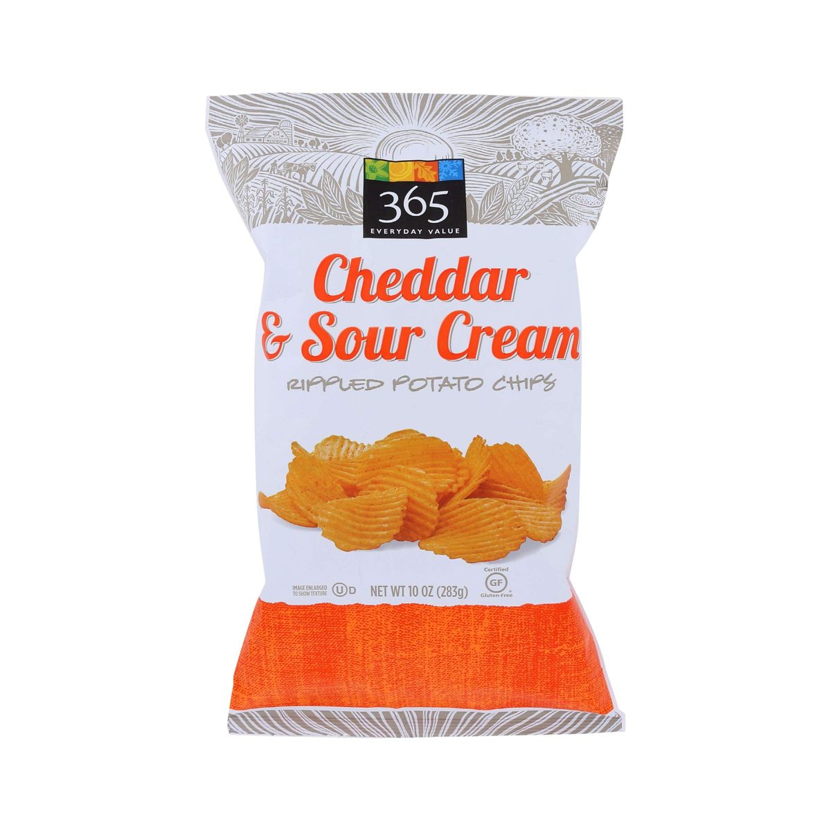 365 Everyday Value, Rippled Potato Chips, Cheddar & Sour Cream, 10 oz
