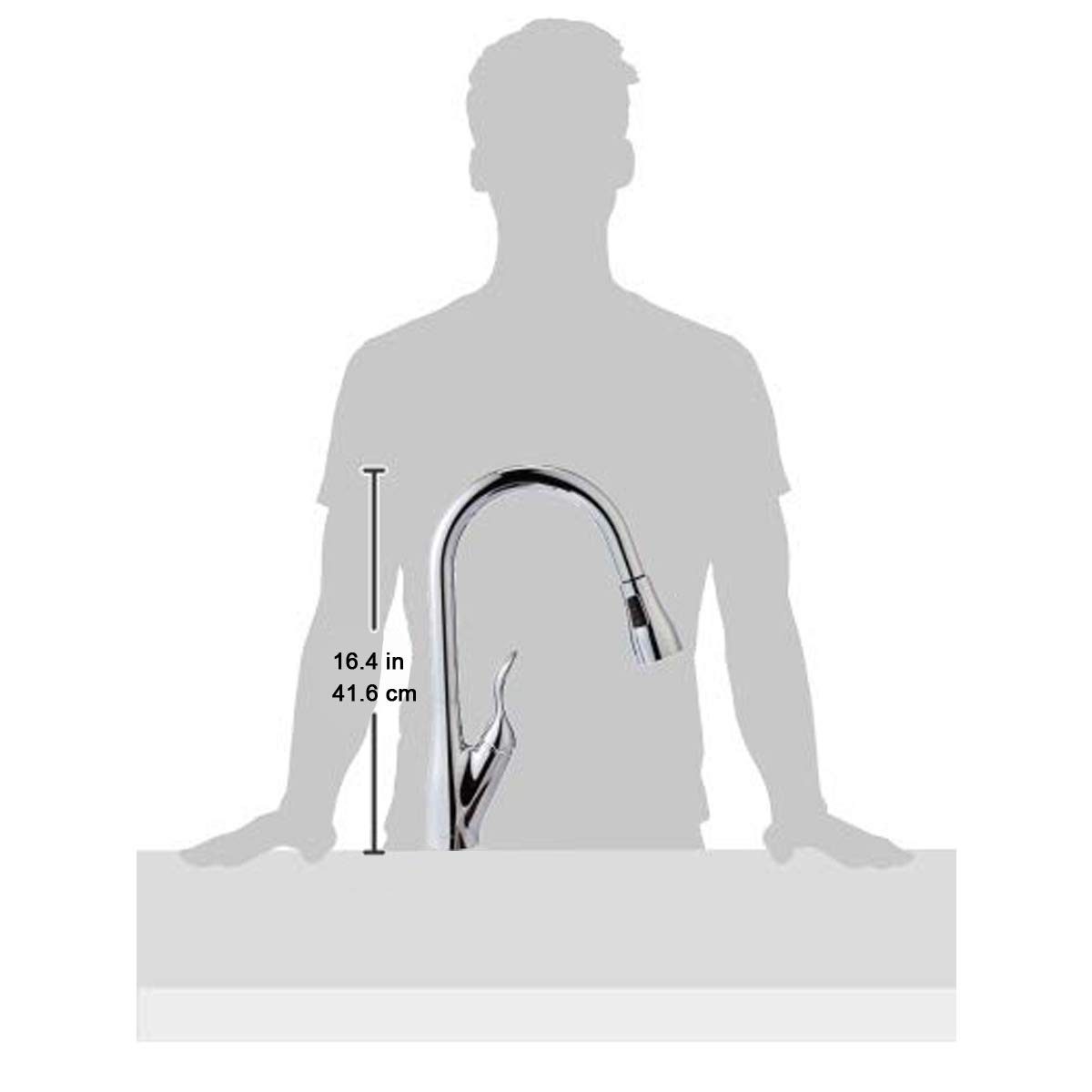 AmazonBasics Single-Handled Kitchen Pull-Down Sprayer Faucet, Polished Chrome