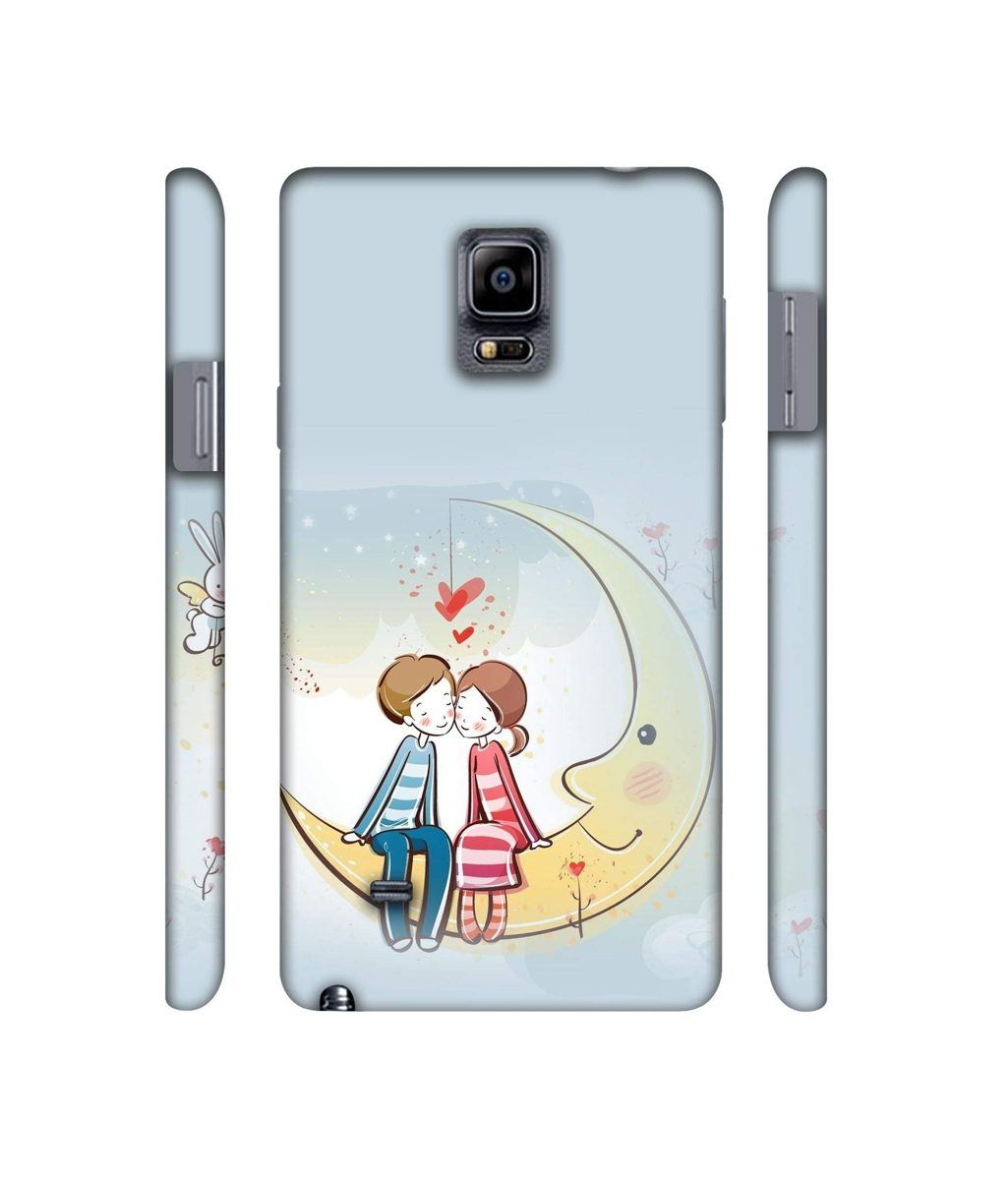 Amazon Brand - Solimo Designer Couple Sitting On Moon 3D Printed Hard Back Case Mobile Cover for Samsung Galaxy Note 4