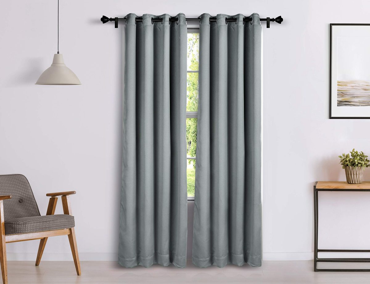Amazon Brand - Solimo Room Darkening Blackout Door Curtain, 7 Feet (Grey)