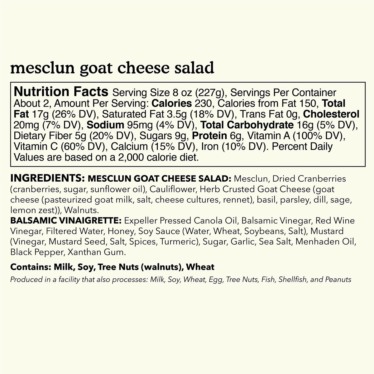 WHOLE FOODS MARKET Mesclun Goat Cheese Salad, 11 OZ