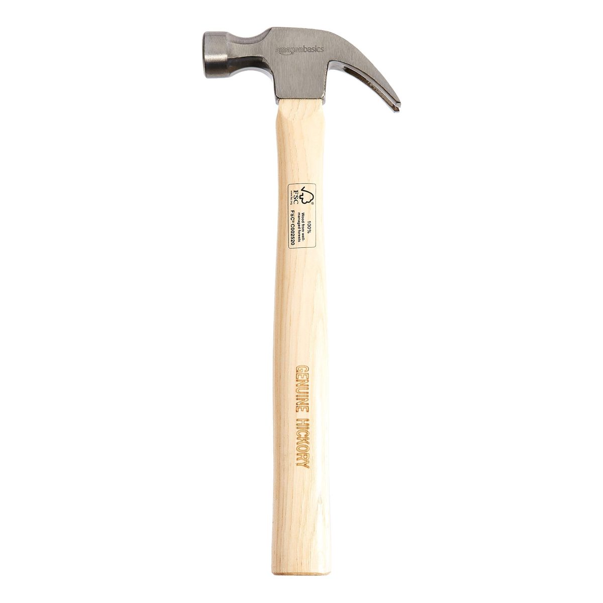 AmazonBasics Hickory Wood Handle Claw Hammer - 8 oz. (Renewed)