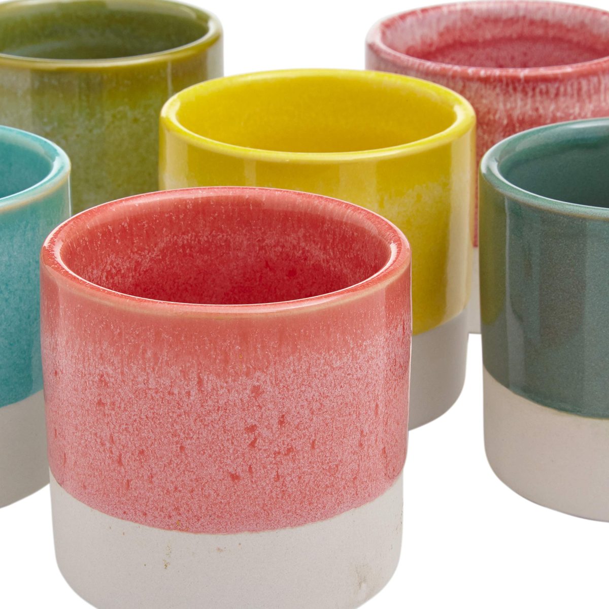 Amazon Brand – Rivet Modern Colorful Stoneware Garden Planter Flower Pot Set - Set of 6, 2.95 Inch, Multicolor